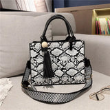 Snake Hand Bag: Chic Compact Women's PU Shoulder Bag with Various Storage Options snake - label