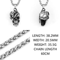 Snake Head Skull Pendant - Titanium Steel Men's Skeleton Necklace, snake - label