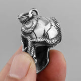 Snake Head Skull Pendant - Titanium Steel Men's Skeleton Necklace, snake - label