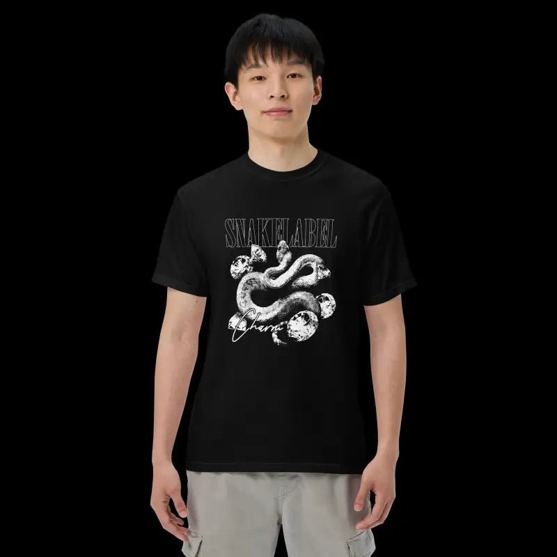 Heavyweight snake design t shirt: 100% Ring - Spun Cotton, 6.1 oz, Relaxed Fit snake - label