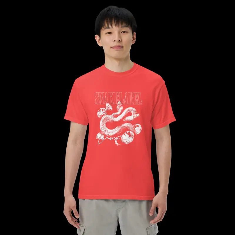 Heavyweight snake design t shirt: 100% Ring - Spun Cotton, 6.1 oz, Relaxed Fit snake - label