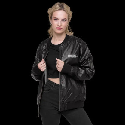 Snake Leather Bomber Jacket with 100% PU Leather & Rayon Embroidery [10.6 oz/yd²] snake - label