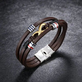 Snake Leather Bracelet with Geometric Shaping for Men snake - label