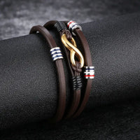 Snake Leather Bracelet with Geometric Shaping for Men snake - label