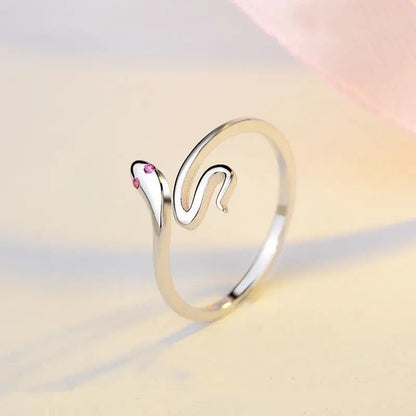 Snake Opening Lovers Ring with Adjustable Size & 925 Sterling Silver snake - label