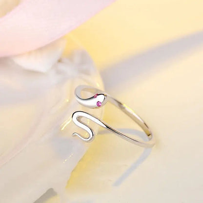 Snake Opening Lovers Ring with Adjustable Size & 925 Sterling Silver snake - label