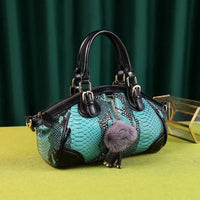 Snake Pattern Female Bag with Chic Dumpling Design & Multiple Compartments for Organized Storage snake - label