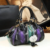 Snake Pattern Female Bag with Chic Dumpling Design & Multiple Compartments for Organized Storage snake - label