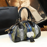 Snake Pattern Female Bag with Chic Dumpling Design & Multiple Compartments for Organized Storage snake - label