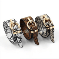 Snake Pattern Leather Wrap Bracelet with Adjustable Design - Eco - Friendly Alloy snake - label