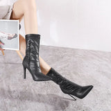 Snake Pattern Pointed Toe Stiletto Super High Heel Mid - Boots Ankle Boots snake - label