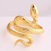 Snake Pattern Ring - Adjustable Electroplated Geometric Alloy Ring with Iconic Snake Design - snake - label