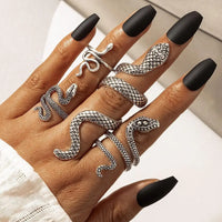 Snake Pattern Ring - Adjustable Electroplated Geometric Alloy Ring with Iconic Snake Design - snake - label