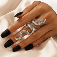 Snake Pattern Ring - Adjustable Electroplated Geometric Alloy Ring with Iconic Snake Design - snake - label