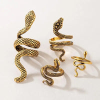 Snake Pattern Ring - Adjustable Electroplated Geometric Alloy Ring with Iconic Snake Design - snake - label