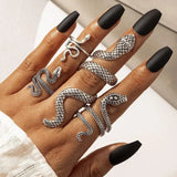 Snake Pattern Ring - Adjustable Electroplated Geometric Alloy Ring with Iconic Snake Design snake - label