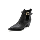 Snake print ankle boots with belt buckle snake - label