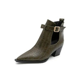 Snake print ankle boots with belt buckle snake - label