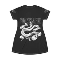 Snake Print Dress: Women's Light Fabric T-Shirt Dress, 100% Polyester snake - label