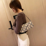 Snake Print Female Bag in PU Fabric | Trendy Baguette Style - 3 Color Options snake - label