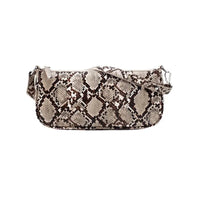 Snake Print Female Bag in PU Fabric | Trendy Baguette Style - 3 Color Options snake - label