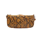 Snake Print Female Bag in PU Fabric | Trendy Baguette Style - 3 Color Options snake - label