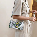 Snake Print Shoulder Bag with Detachable Strap - PU Material, 24x13x5cm, 120cm Strap snake - label