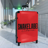 Snake Print Suitcase Built - in Lock and durable snake - label