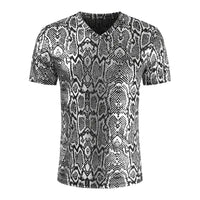 Snake Print T-Shirt for Men: Street Fashion Slim Fit Tee in Golden Silver, M - 3XL snake - label