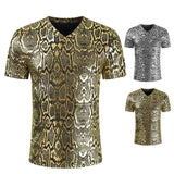 Snake Print T-Shirt for Men: Street Fashion Slim Fit Tee in Golden Silver, M - 3XL snake - label