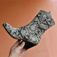 Snake print women's boots snake - label