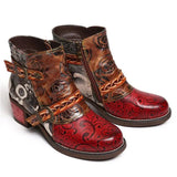 Snake print women's leather boots snake - label