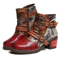 Snake print women's leather boots snake - label