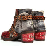 Snake print women's leather boots snake - label