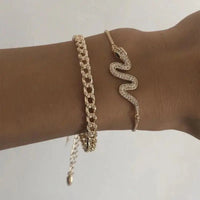 Snake - Shaped Bracelet with Alloy Inlay & Electroplated Finish snake - label