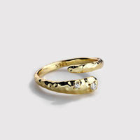 Snake - shaped Diamond Ring in 925 Silver with K932 Golden Hue snake - label