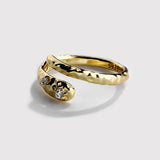 Snake - shaped Diamond Ring in 925 Silver with K932 Golden Hue snake - label