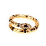 Snake - shaped Diamond Ring with Gold - Plated Geometric Design snake - label