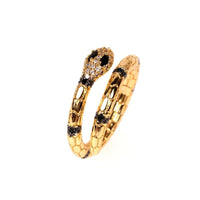 Snake - shaped Diamond Ring with Gold - Plated Geometric Design snake - label