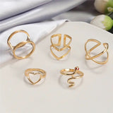 Snake - shaped Diamond Ring Set of 5 Stacked Rings with Alloy Construction snake - label