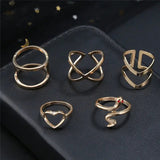 Snake - shaped Diamond Ring Set of 5 Stacked Rings with Alloy Construction snake - label