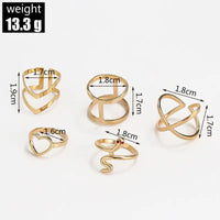 Snake - shaped Diamond Ring Set of 5 Stacked Rings with Alloy Construction snake - label