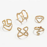 Snake - shaped Diamond Ring Set of 5 Stacked Rings with Alloy Construction snake - label