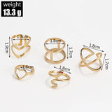 Snake - shaped Diamond Ring Set of 5 Stacked Rings with Alloy Construction - snake - label