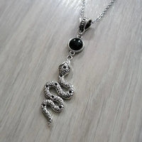 Snake - shaped Pendant with Silver Finish & Adjustable Chain - Unisex Design for Style & Confidence snake - label