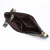 Snake Shaped PU Hand Bag with Horizontal Square Design & Zipped Opening snake - label