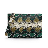 Snake Shaped PU Hand Bag with Horizontal Square Design & Zipped Opening snake - label