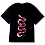 Snake Short - Sleeved T-Shirt Lovers - Premium Cotton Tee with Animal Print snake - label