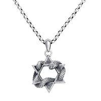 Snake Six - pointed Pendant in 925 Silver with Unique Snake and Six - pointed Symbol Design snake - label