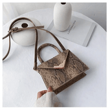 Snake Skin Square Bag: Luxury Snakeskin Shoulder Bag with Adjust. Strap snake - label